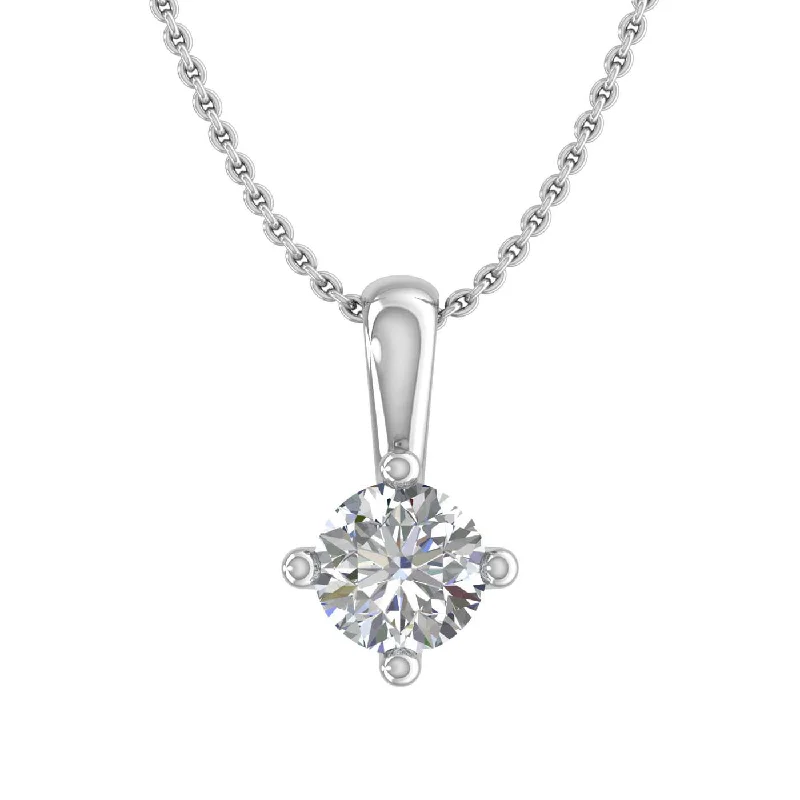 Stellar sign necklaces-1/4 Carat 4-Prong Set Diamond Solitaire Pendant Necklace in Gold (with Silver Chain) - IGI Certified