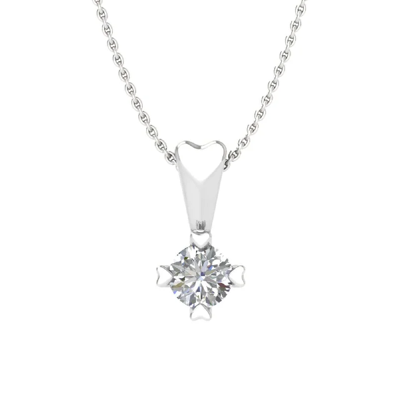 Layered chain necklaces-0.08 Carat Diamond Solitaire Pendant Necklace in Gold (Silver Chain Included) - IGI Certified