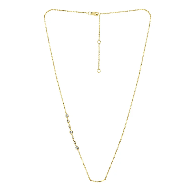 Half moon necklaces-3/8 Ctw 7 Stone Diamond Station Necklace in Yellow Gold