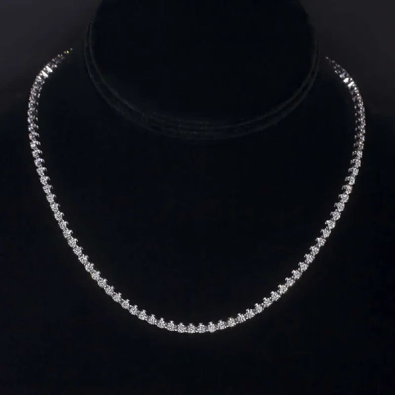 Textured disc necklaces-5 CARAT LAB CREATED DIAMOND RIVIERA NECKLACE 14k WHITE GOLD CLASSIC TENNIS ROUND