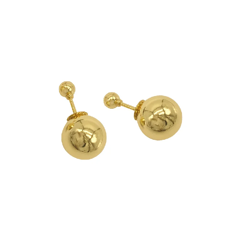 Square dangle earrings-14k Gold Plated Double-sided Ball Earrings