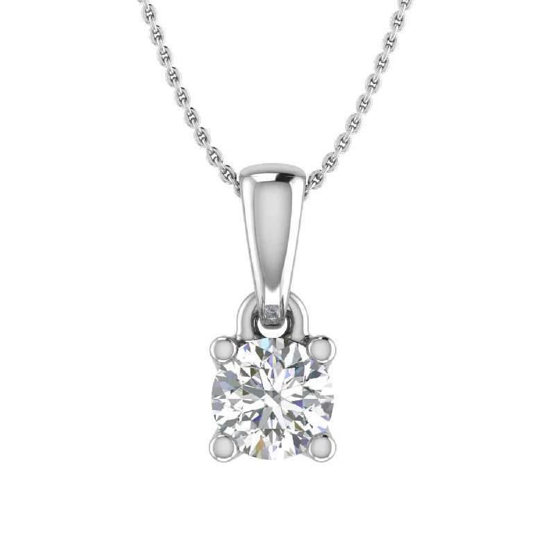 Pure gloss necklaces-0.22 Carat 4-Prong Set Diamond Solitaire Pendant Necklace in Gold (with Silver Chain) - IGI Certified