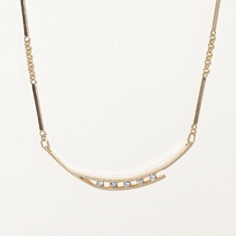 Glossy gold necklaces-Tension Set Diamond Scoop Pendant Necklace | 0.50ctw | 15" |