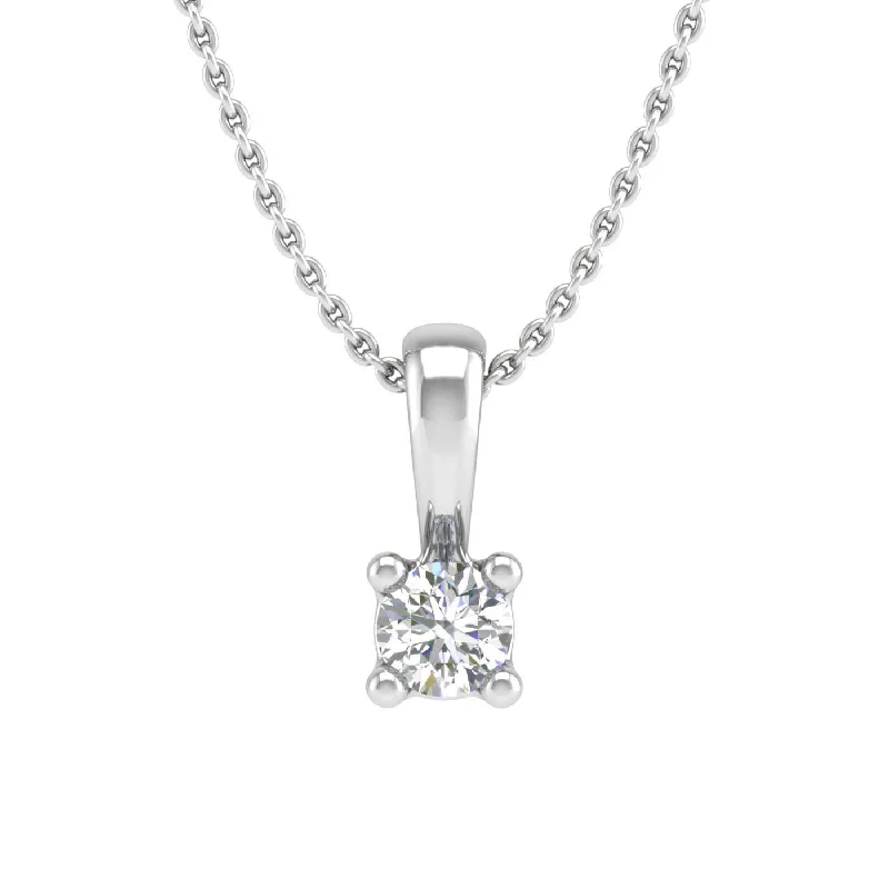 Spinel necklaces-0.05 ctw 4-Prong Set Diamond Solitaire Pendant Necklace in Gold (Silver Chain Included)