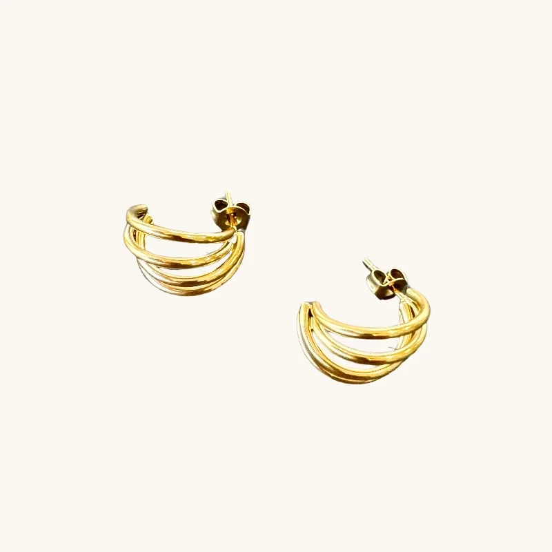 Tide design earrings-Layered Small Hoop Earrings