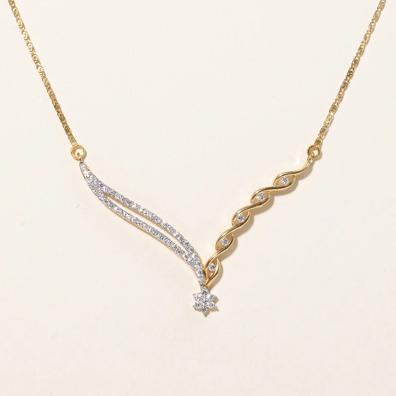 Zodiac charm necklaces-Diamond V Pendant Necklace | 0.28ctw | 18.5" |