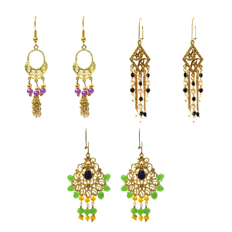 Alloy metal earrings-3 Set Earrings Combo Pack Hot Limited Offer