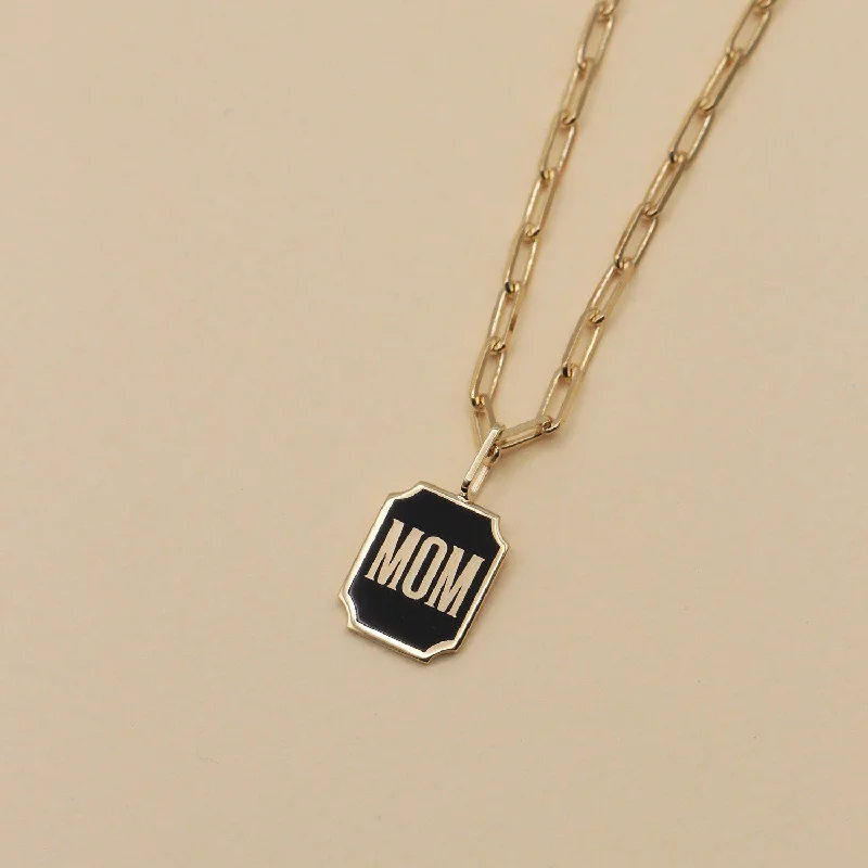 Fog glass necklaces-Enamel DAD / MOM staples Necklace