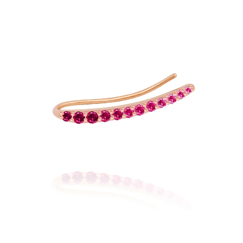 Ruby Ocean Tide 18K Rosegold Earring w. Rubies