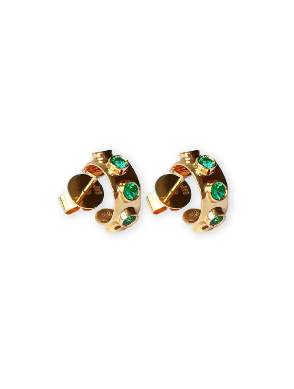 Jabbar 18K Gold Earrings w. Emeralds