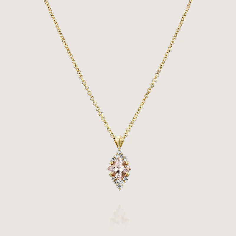 Ruby pendant necklaces-Juliette Necklace With Diamonds and Morganite