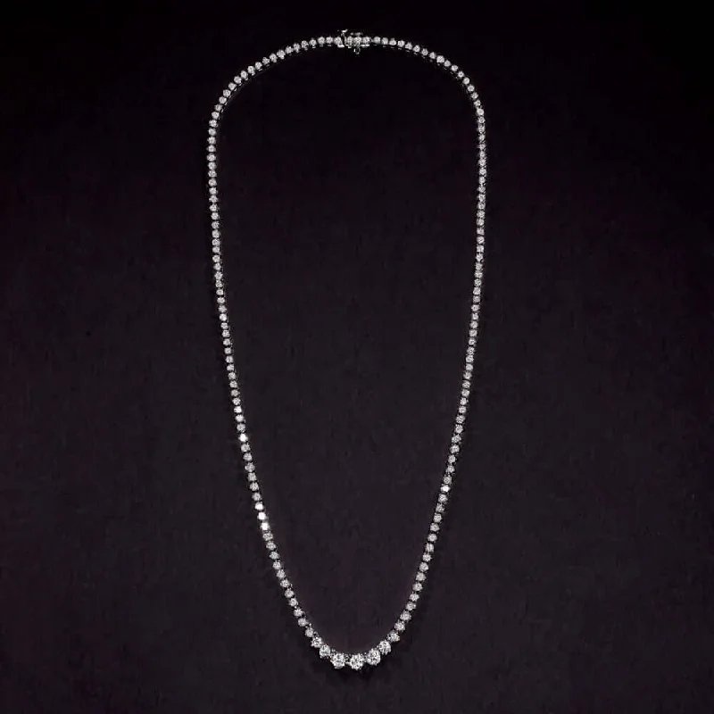 Fog glass necklaces-7 CARAT NATURAL DIAMOND RIVIERA NECKLACE WHITE GOLD IDEAL CUT TENNIS GRADUATED