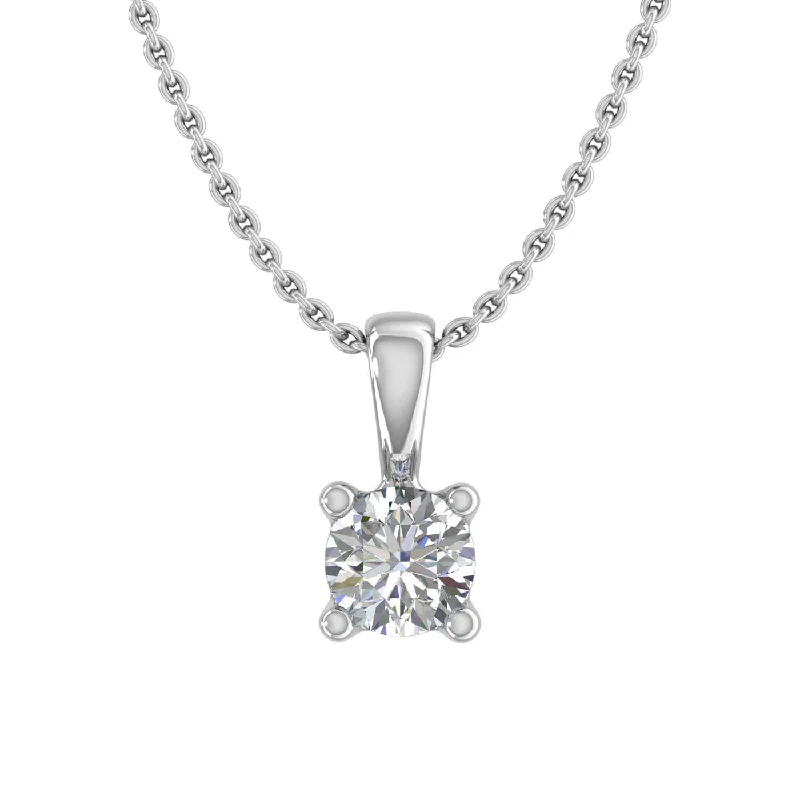 Zodiac charm necklaces-0.15 ctw 4-Prong Solitaire Diamond Pendant Necklace in Gold (Included Silver Chain)