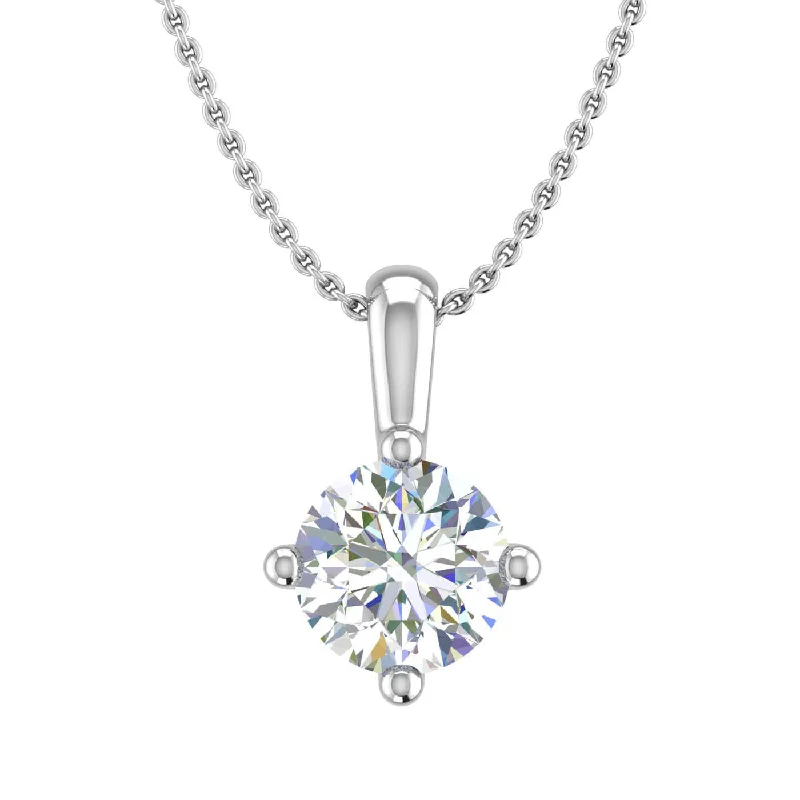 Smooth pendant necklaces-1/2 Carat 4-Prong Set Diamond Solitaire Pendant Necklace in Gold (Silver Chain Included)