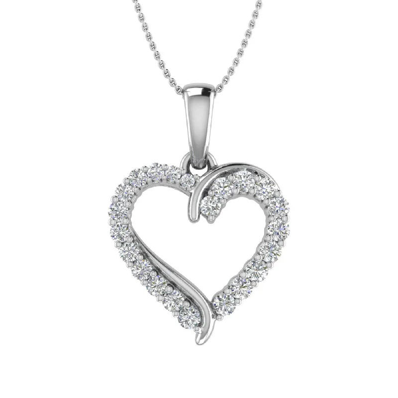 Twin birthstone necklaces-1/3 Carat Diamond Heart Pendant Necklace in Gold (Silver Chain Included)