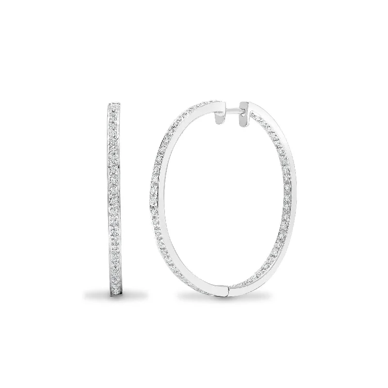 Yarn fringe earrings-DIAMOND HOOP EARRINGS IN 9K WHITE GOLD