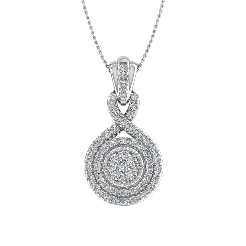 Pure gloss necklaces-1/3 Carat Diamond Halo Pendant Necklace in Gold (Silver Chain Included)