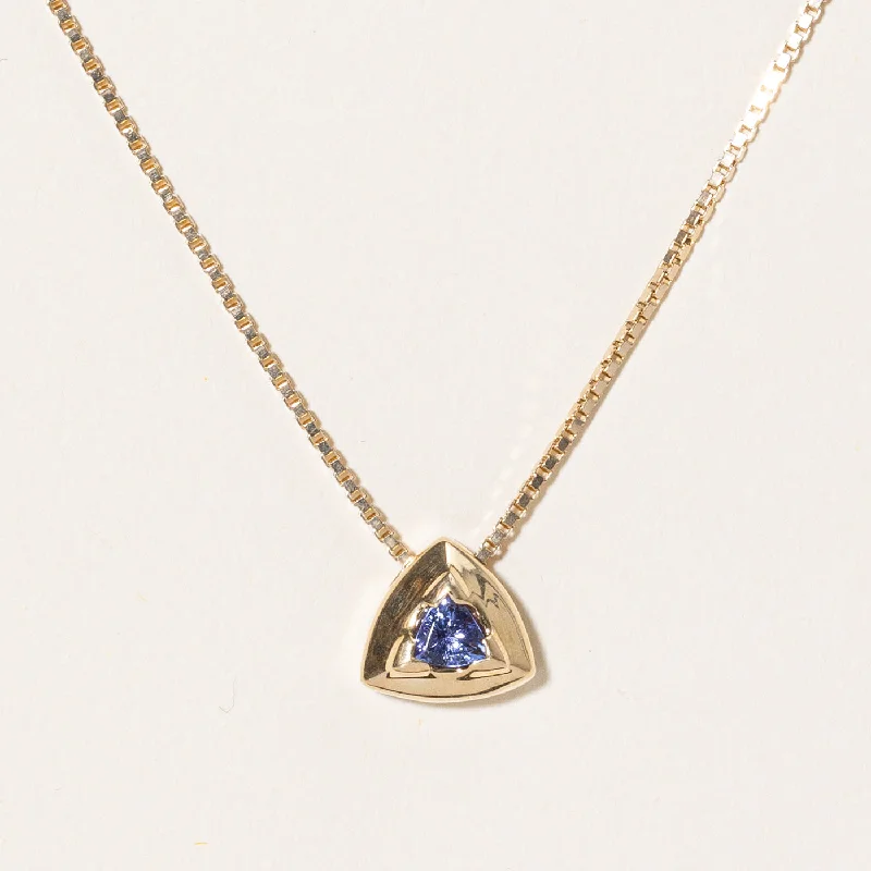 Tribal beaded necklaces-Tanzanite Triangle Pendant Necklace | 0.35ct | 16" |