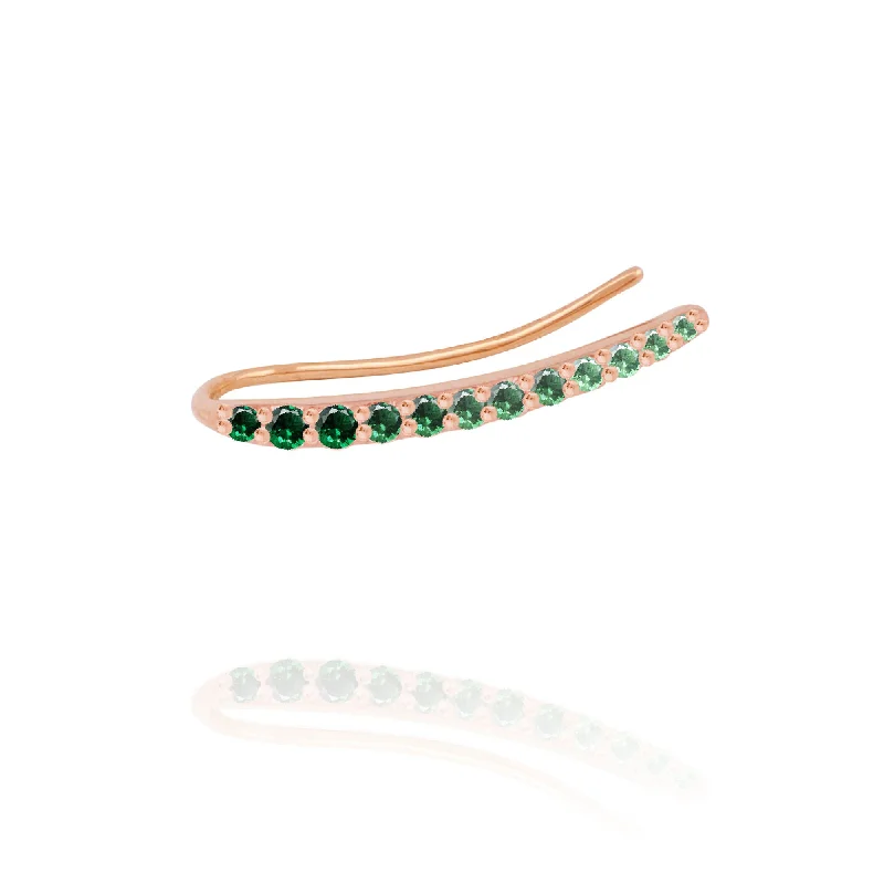 Ocean Tide Ear  18K Rosegold Earring w. Emeralds