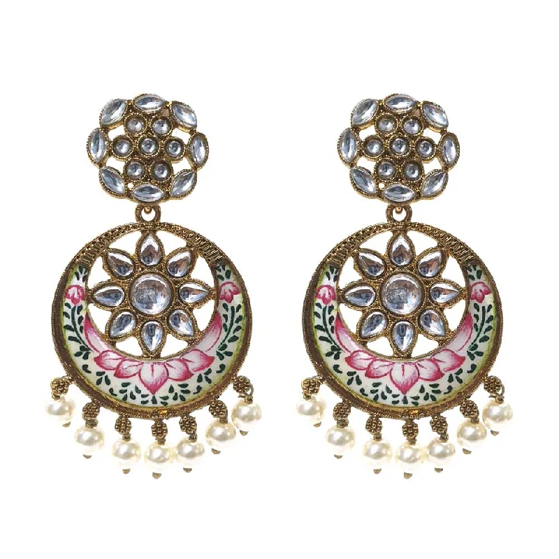 Gem-twisted earrings-FESTIVE COLLECTION' HANDMADE KUNDAN EARRINGS SOLD BY PER PAIR PACK' BIG SIZE 70X40 MM