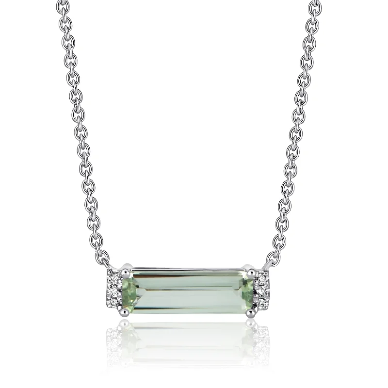 Amethyst drop necklaces-Green Amethyst East-West Necklace