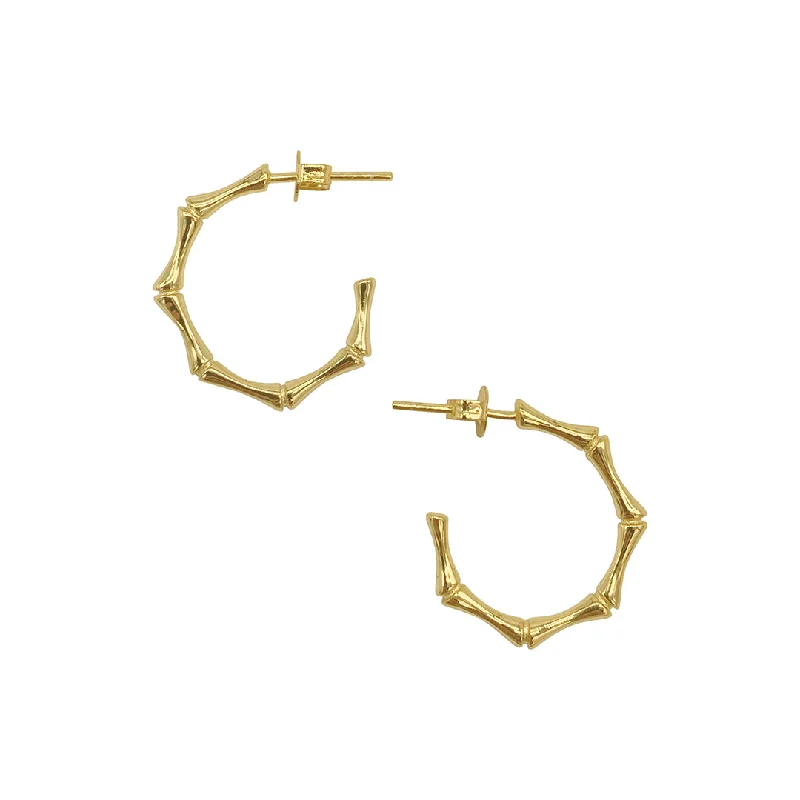 Soft drop earrings-14k Gold Plated Bamboo Hoop Earrings