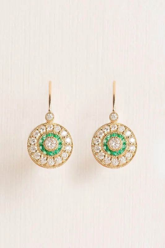 Leverback Emerald & Diamond Rosas 18K Gold Earrings