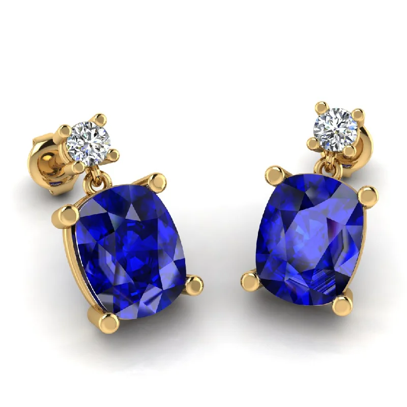 Fine wing earrings-Cushion Shape Sapphire Lab Grown Diamond Drop Earrings EDCCS