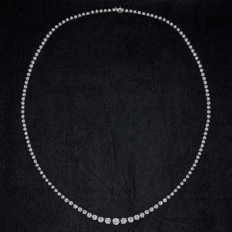 Curved gem necklaces-15 CARAT NATURAL DIAMOND RIVIERA NECKLACE WHITE GOLD IDEAL CUT TENNIS GRADUATED