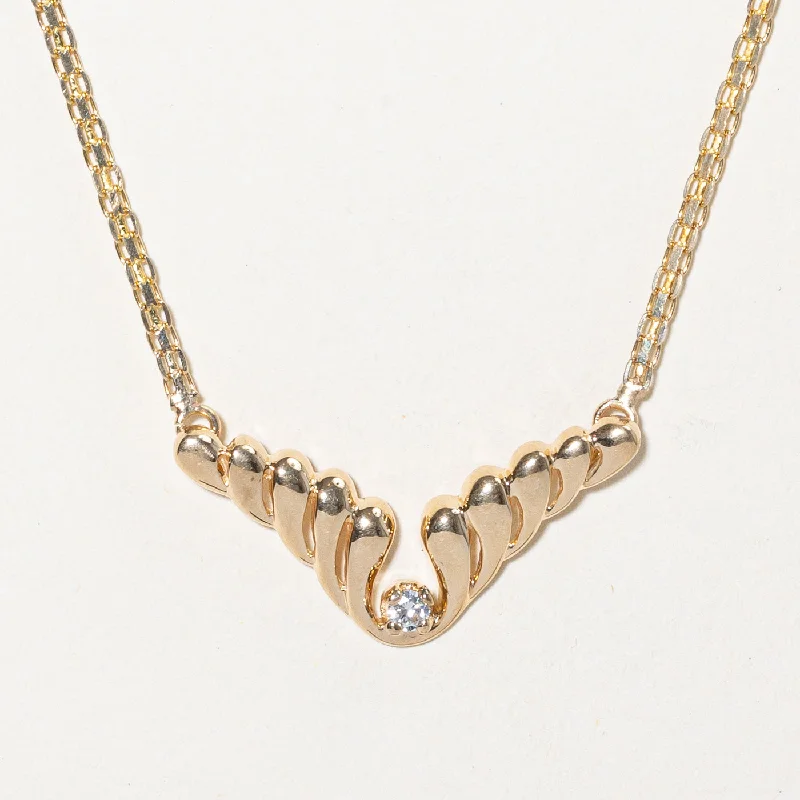 Tiered chain necklaces-Diamond Scoop Pendant Necklace | 0.09ct | 16" |