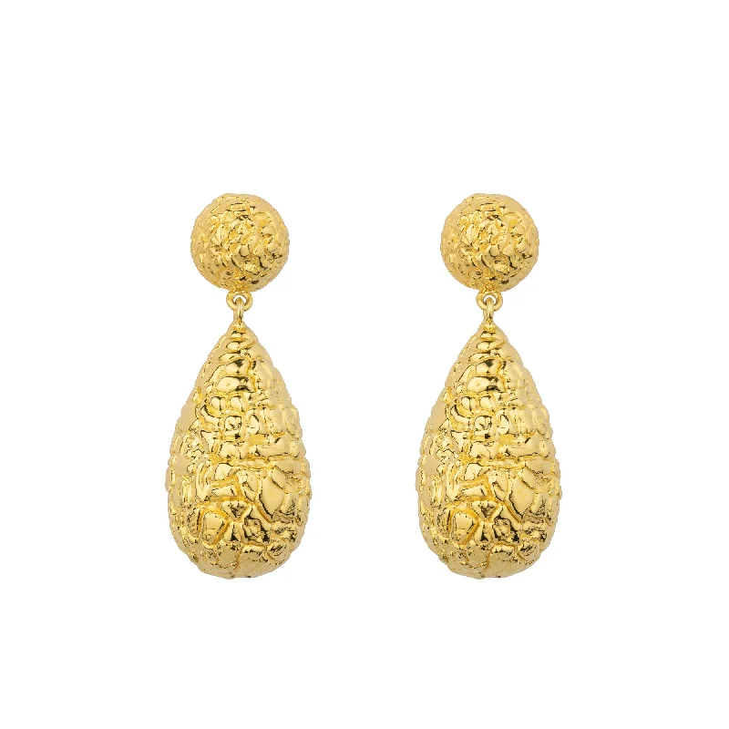 Drop Structure Gold Plated Earrings