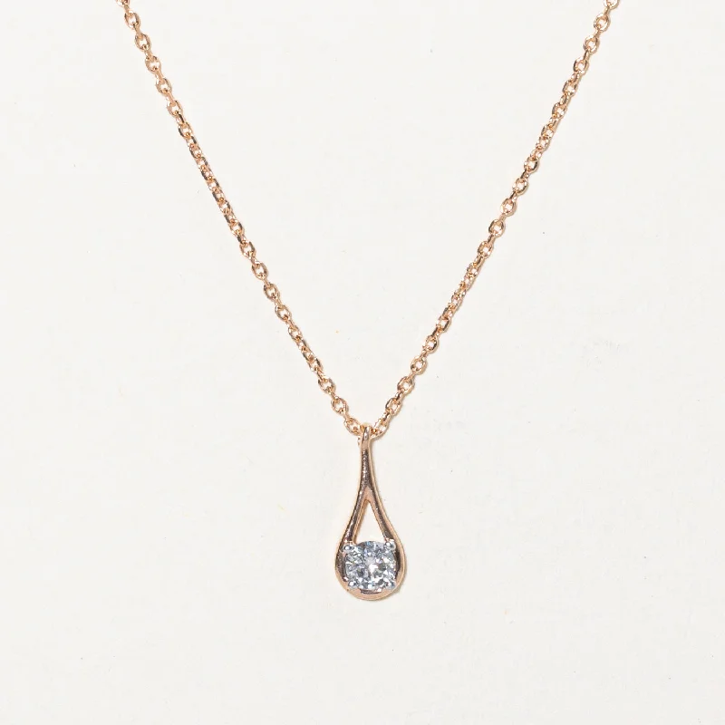 Soft cord necklaces-Diamond Drop Pendant Necklace | 0.17ct | 18" |