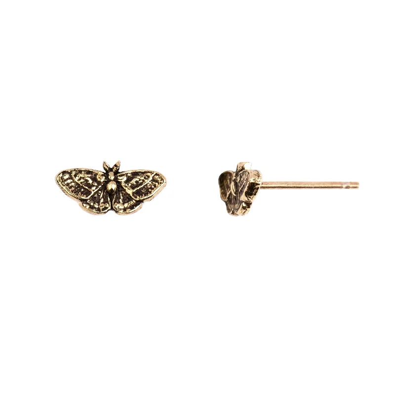 Tide design earrings-Moth 14K Gold Stud