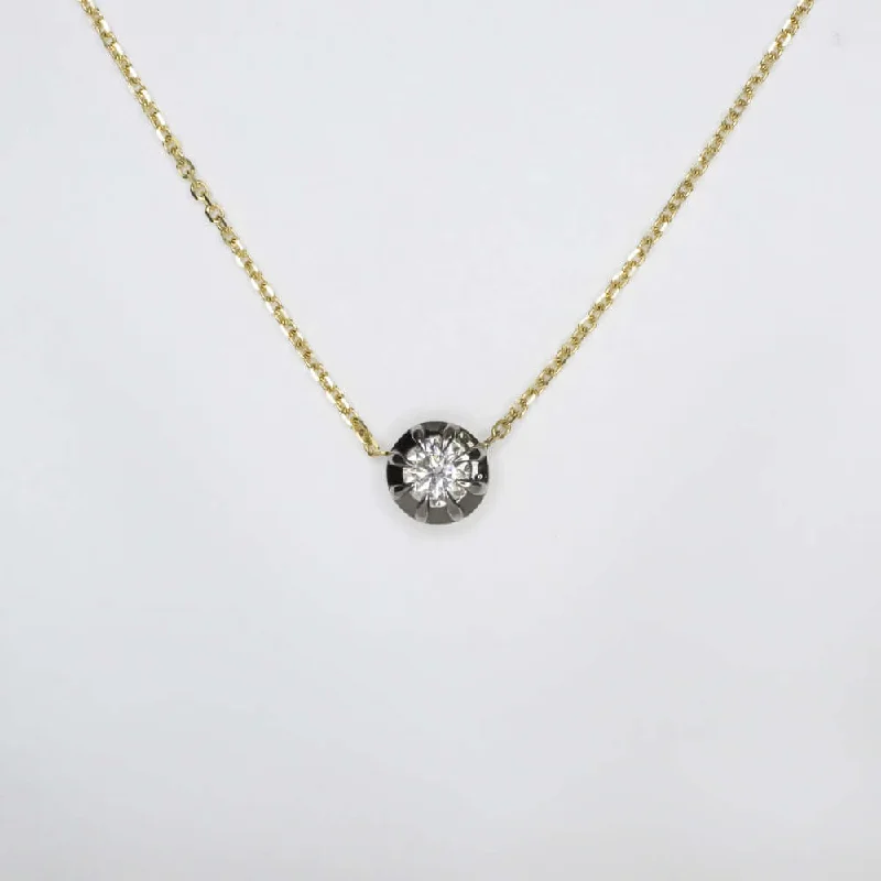 Faith charm necklaces-DIAMOND SOLITAIRE NECKLACE 1/4ct VICTORIAN STYLE COLLET ROUND 14k GOLD PENDANT