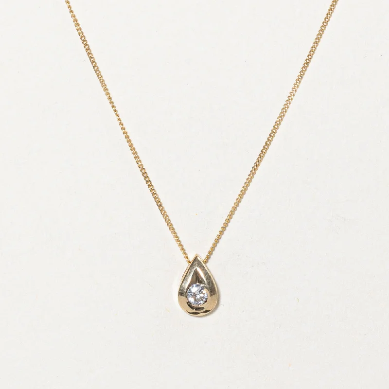 Sea wave necklaces-Diamond Pear Shaped Pendant Necklace | 0.10ct | 18" |