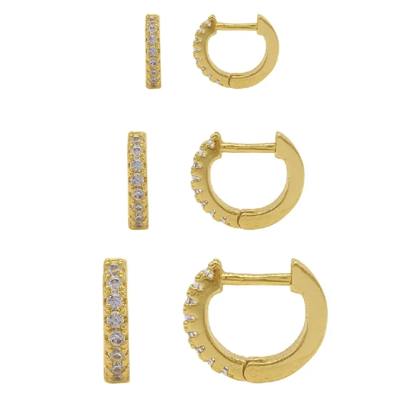 Soft threader earrings-14k Gold Plated Huggie Hoop Earring Pack