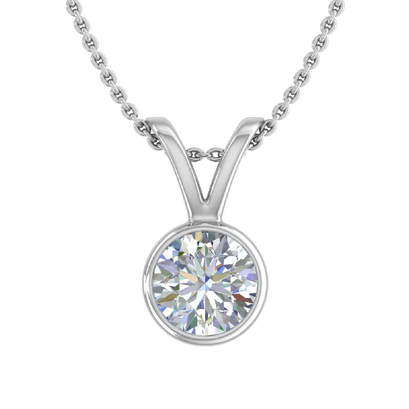 Tight clasp necklaces-1/2 Carat Diamond Solitaire Pendant Necklace in Gold (Included Silver Chain) - IGI Certified