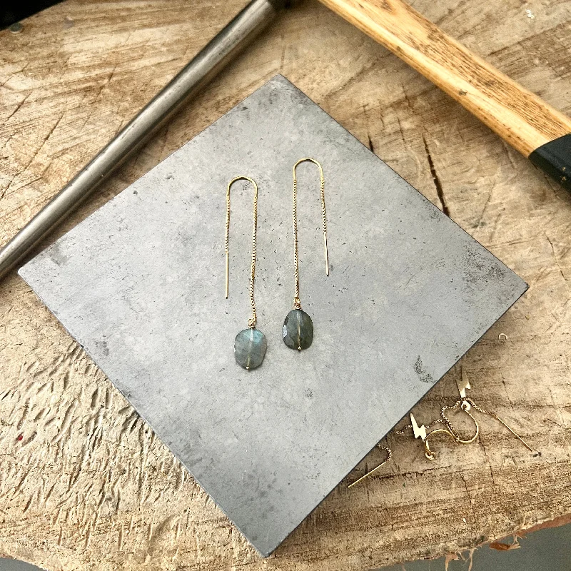 Layered tier earrings-Labradorite Threader earrings