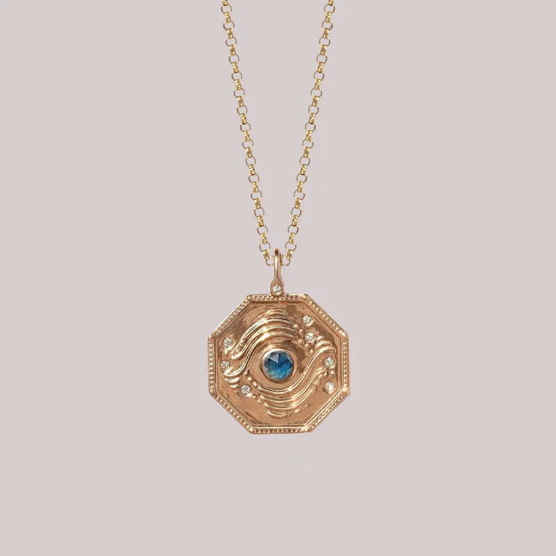 Patina bronze necklaces-GRAVITATIONAL PULL — Blue Sapphire Charm