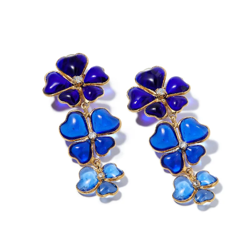 Smooth stud earrings-Tres Fleurs Earrings in Blue