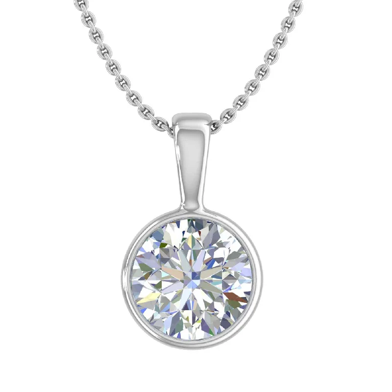 Heavy bib necklaces-1 Carat Diamond Solitaire Pendant Necklace in Gold (Included Silver Chain)