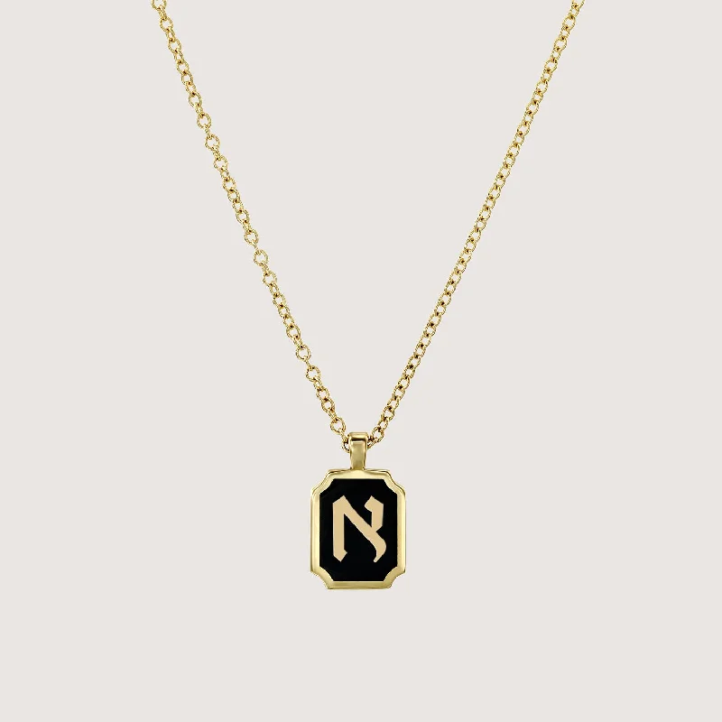 Glossy gold necklaces-Enamel Letter Necklace