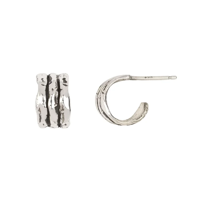 Heavy hoop earrings-Ridged Huggie Earring