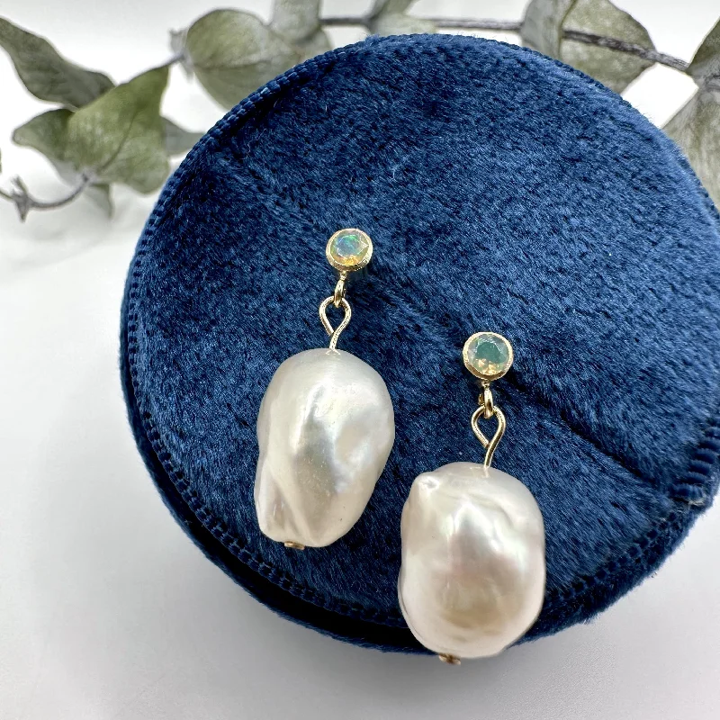 Subtle drop earrings-XL Pearl and Birthstone Studs