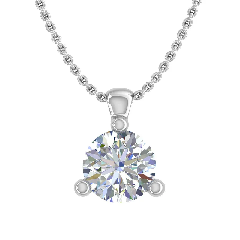 Aged silver necklaces-0.45 Carat 3-Prong-Set Diamond Solitaire Pendant Necklace in Gold (Silver Chain Included)