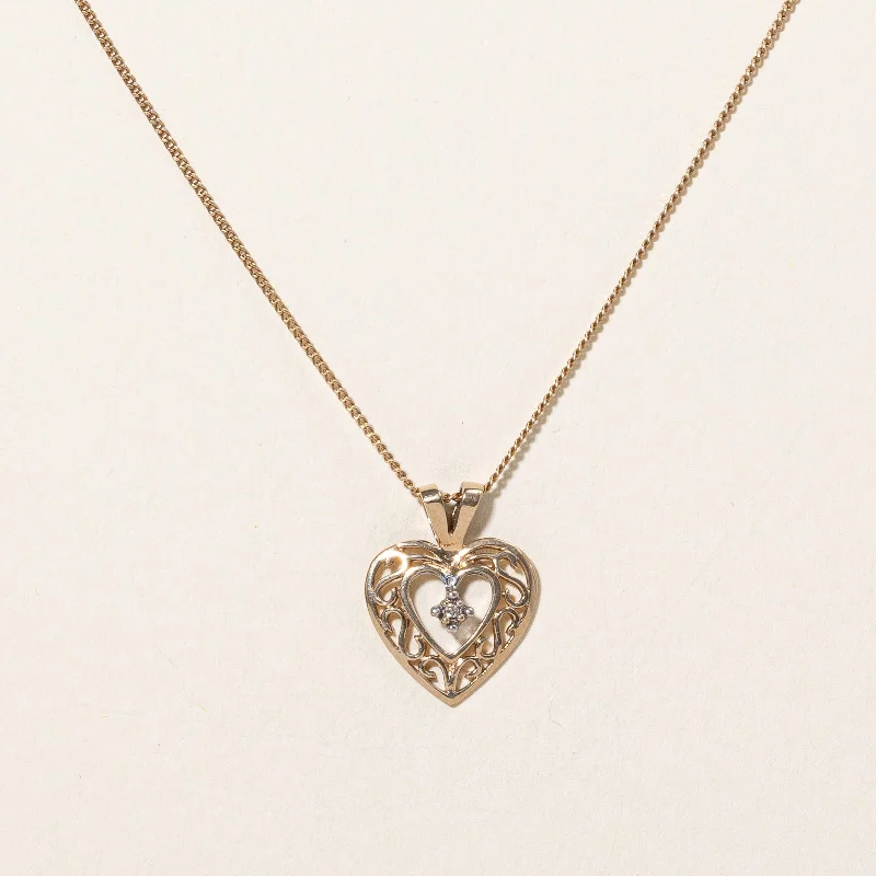 Stellar sign necklaces-Diamond Heart Pendant & Necklace | 0.01ct | 17" |