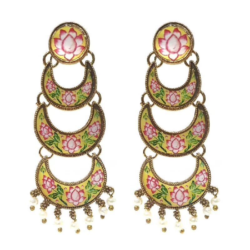 Smooth drop earrings-FESTIVE COLLECTION' HANDMADE KUNDAN EARRINGS SOLD BY PER PAIR PACK' BIG SIZE 75 MM