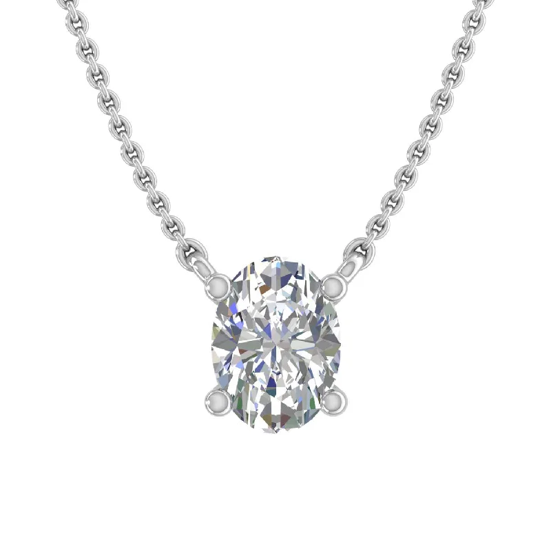 Rose motif necklaces-1/3 Carat Oval Cut Diamond Solitaire Pendant Necklace in Gold (Included Silver Chain)