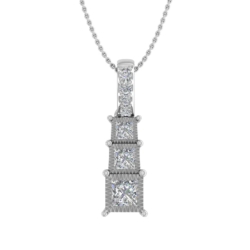 Spirit eye necklaces-1/5 Carat Diamond 3-stone Journey Pendant Necklace in Gold (Silver Chain Included)