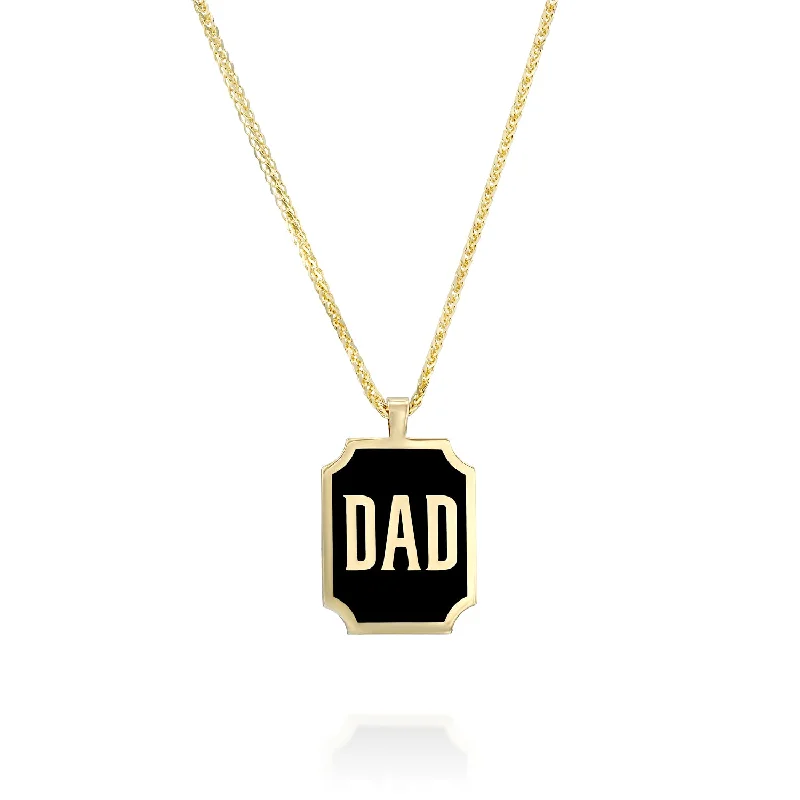 Retro medallion necklaces-Enamel DAD / MOM Necklace